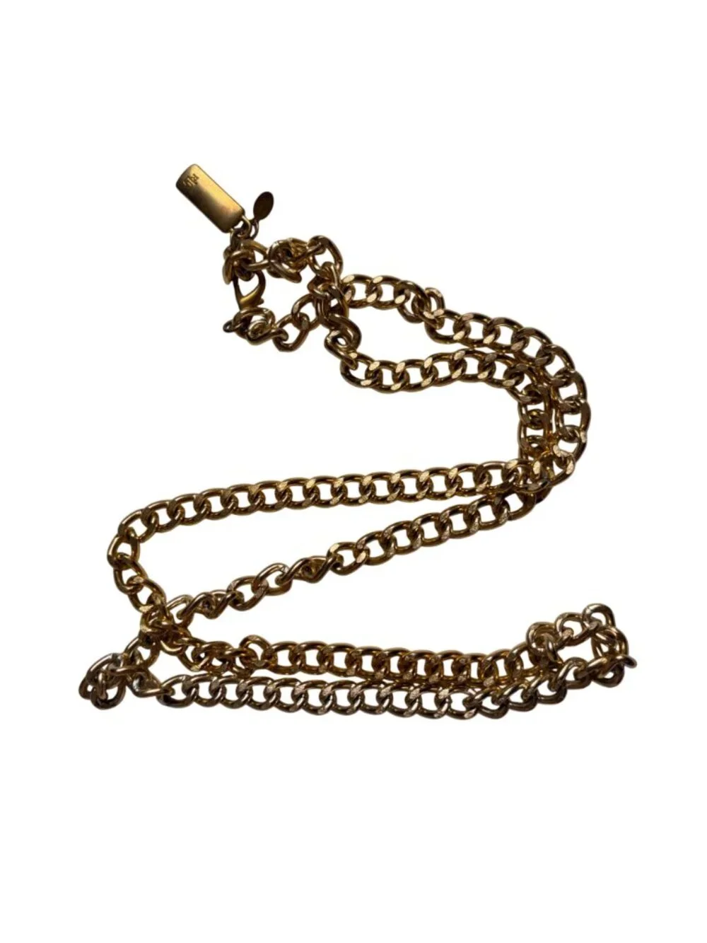 Vintage Ralph Lauren Gold Tone Chain Belt Pendant Accent Large Classic Preppy